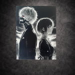 Tableau manga sombre représentant deux personnages dos à dos