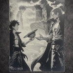 Tableau duo pirates héritage style manga noir blanc décoration murale 30x40 cm - DesignRomArt