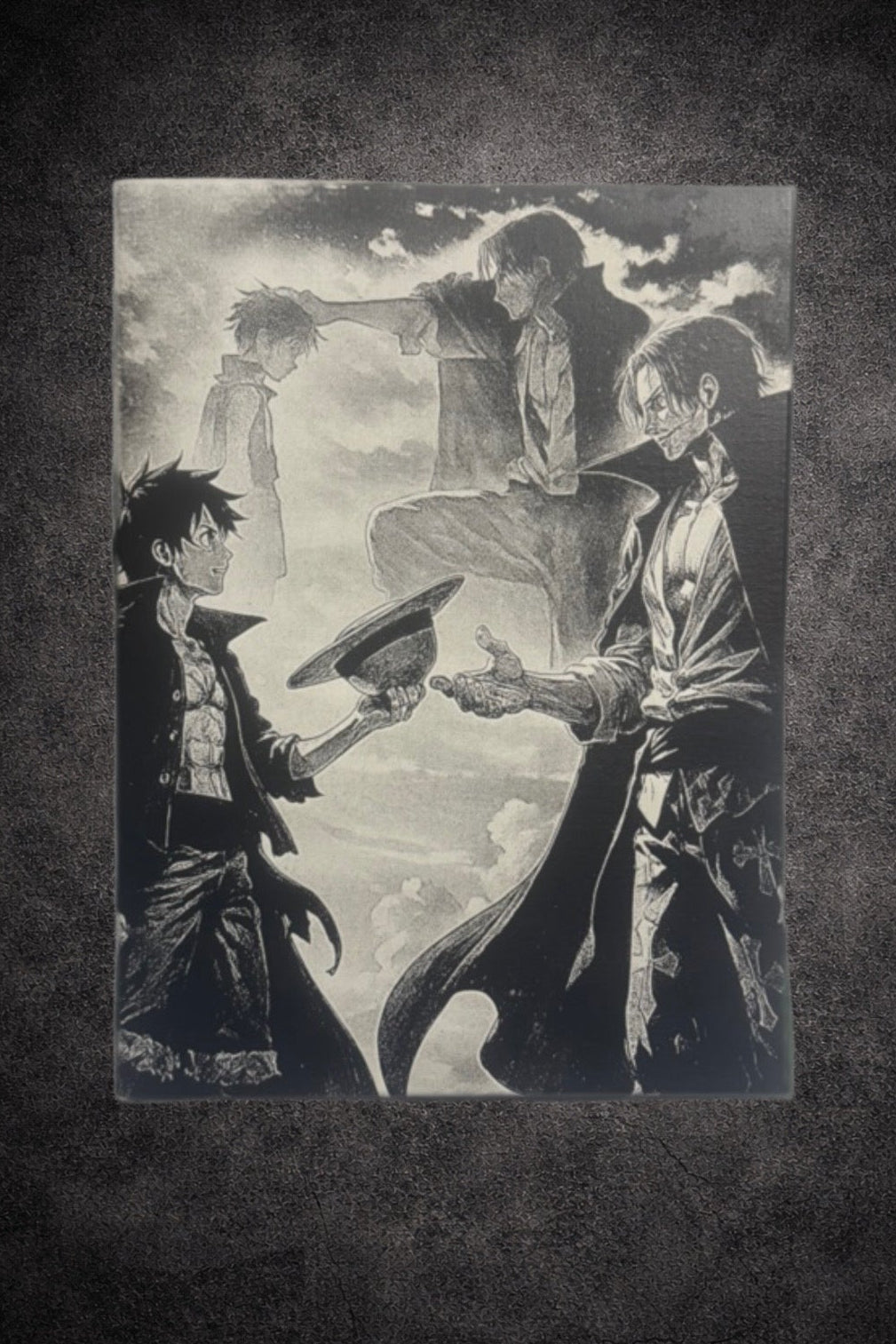 Tableau duo pirates héritage style manga noir blanc décoration murale 30x40 cm - DesignRomArt