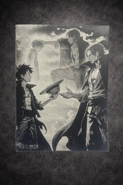 Tableau duo pirates héritage style manga noir blanc décoration murale 30x40 cm
