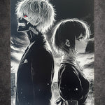 Tableau duo sombre noir et blanc – Art mural manga – Toile 30x40 cm - DesignRomArt