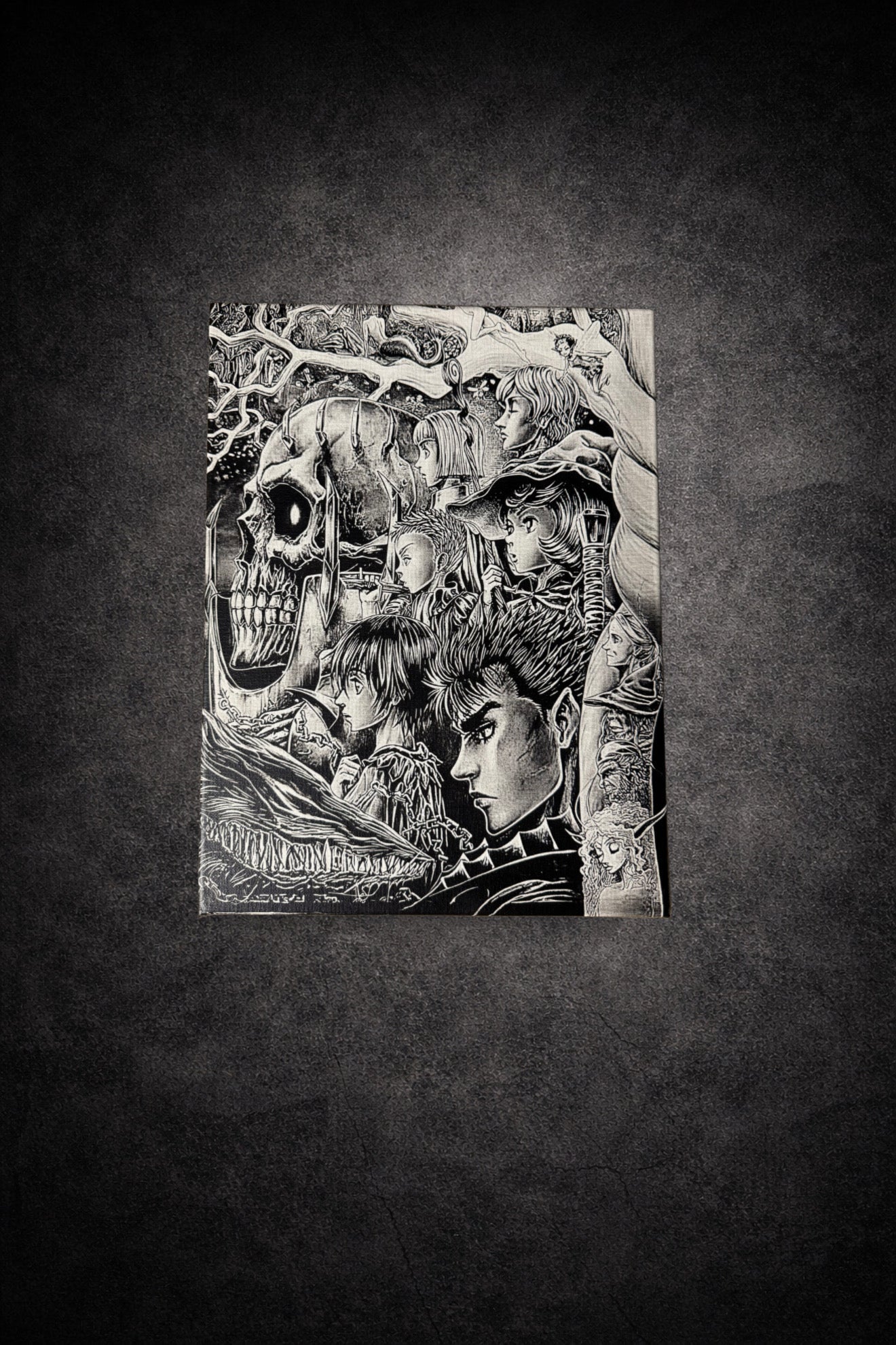 Tableau en Duo Dark Fantasy – Guerrier Maudit & Créatures Mythiques – Art Noir et Blanc - DesignRomArt