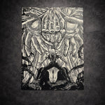 Tableau entité démoniaque manipulation spirituelle univers manga sombre noir et blanc décoration murale 30x40 cm - DesignRomArt