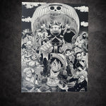 Tableau équipage pirates complet style manga décoration murale noir et blanc 30x40 cm - DesignRomArt