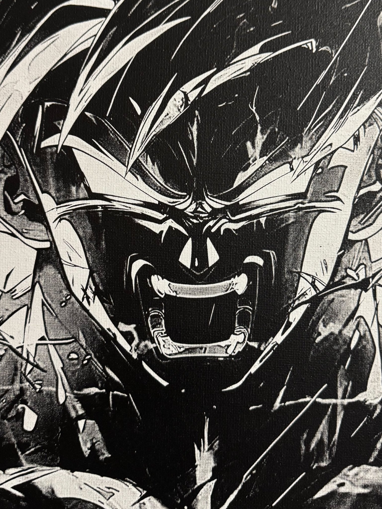 Tableau éveil de puissance – Art manga noir et blanc intense – Toile 30x40 cm - DesignRomArt