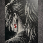 Tableau femme de dos regard tourné symbole rouge décoration murale 30x40 cm - DesignRomArt
