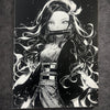 Tableau figure féminine élégante – Art manga noir et blanc poétique – Toile 30x40 cm - DesignRomArt