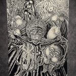 Tableau figure occulte et entités mystiques – scène ésotérique sombre noir et blanc – décoration murale 30x40 cm - DesignRomArt