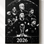Tableau Football Français 2026 – Toile Décorative Noir & Blanc 30 × 40 cm - DesignRomArt