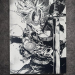 Tableau gardien à l’épée – Art manga noir et blanc héroïque – Toile 30x40 cm - DesignRomArt
