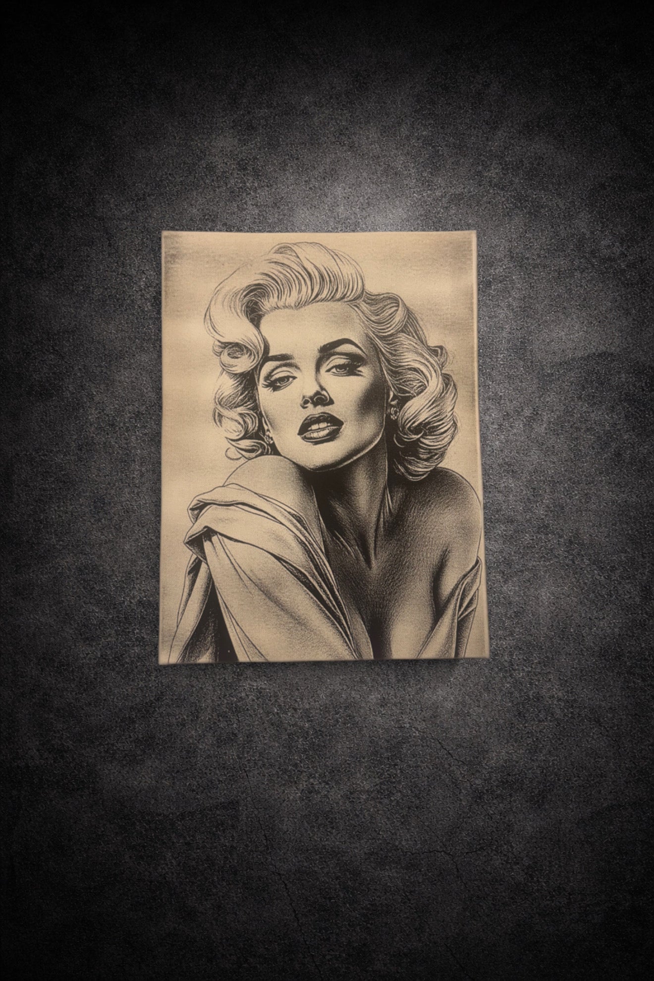 Tableau glamour en noir et blanc – icône hollywoodienne, toile murale 30x40 cm