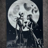 Tableau gothique noir et blanc – Couple fantastique sous la lune – Toile murale 30x40 cm - DesignRomArt