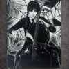 Tableau gothique noir et blanc – musicienne sombre au violoncelle – décoration murale 30x40 cm - DesignRomArt