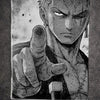 Tableau guerrier au regard déterminé pointant son adversaire style épique noir et blanc décoration murale 30x40 cm - DesignRomArt