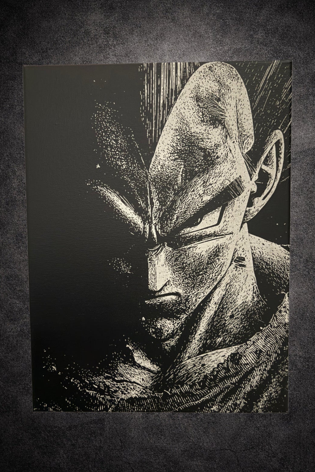 Tableau guerrier au regard féroce puissant sombre cinématographique décoration murale 30x40 cm - DesignRomArt