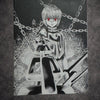 Tableau guerrier aux chaînes regard écarlate décoration murale manga noir et blanc style japonais 30x40 cm - DesignRomArt