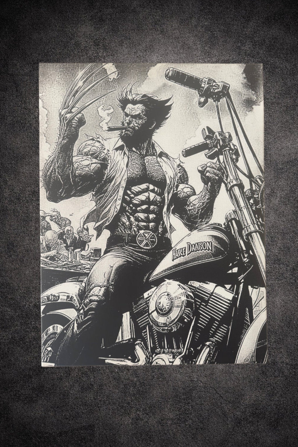 Tableau guerrier biker sauvage noir et blanc – décoration murale 30x40 cm - DesignRomArt