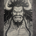Tableau guerrier cornu puissance démoniaque style manga décoration murale noir et blanc 30x40 cm - DesignRomArt