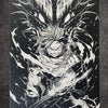 Tableau guerrier de feu en puissance avec créature d’énergie sombre noir et blanc décoration murale 30x40 cm - DesignRomArt