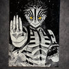 Tableau guerrier démoniaque regard lumineux énergie de combat fantasy sombre noir et blanc décoration murale 30x40 cm - DesignRomArt