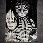 Tableau guerrier démoniaque regard lumineux énergie de combat fantasy sombre noir et blanc décoration murale 30x40 cm - DesignRomArt