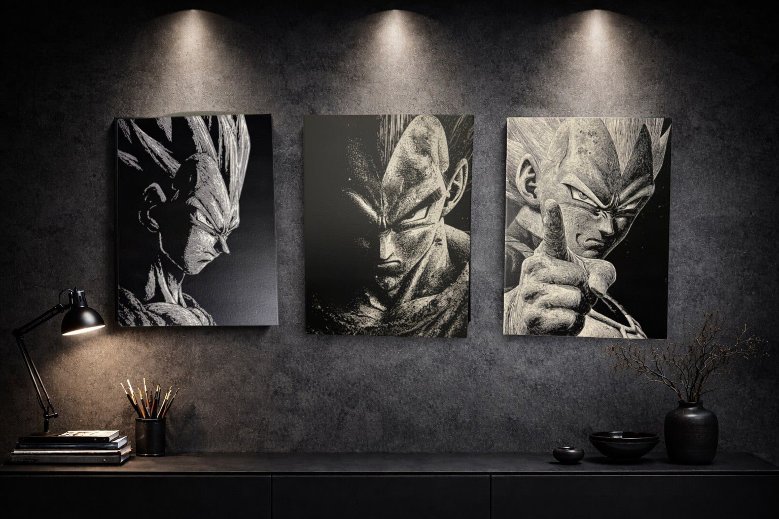 Tableau guerrier déterminé geste de puissance sombre cinématographique décoration murale 30x40 cm - DesignRomArt