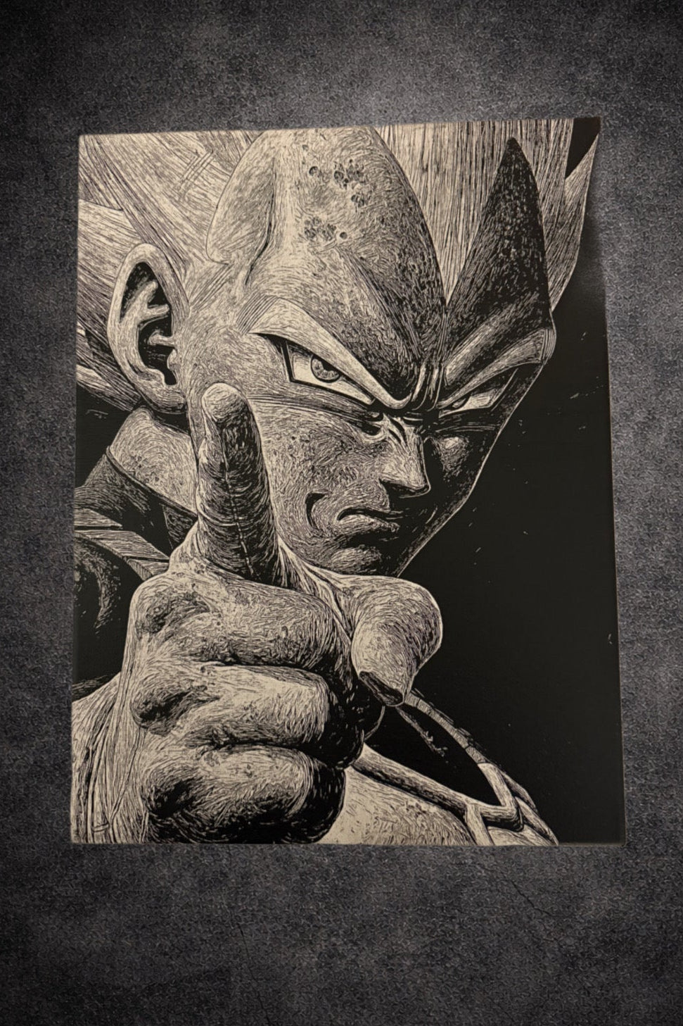 Tableau guerrier déterminé geste de puissance sombre cinématographique décoration murale 30x40 cm - DesignRomArt