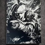 Tableau guerrier du futur – Art manga noir et blanc stratégique – Toile 30x40 cm - DesignRomArt