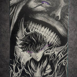 Tableau guerrier en éveil face à ombre monstrueuse épique décoration murale 30x40 cm - DesignRomArt