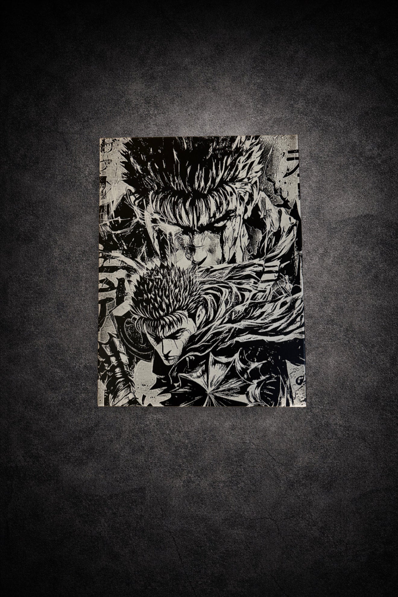 Tableau mural noir et blanc guerrier sombre regard déterminé épique