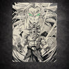 Tableau guerrier légendaire transformation puissance univers manga noir et blanc décoration murale 30x40 cm - DesignRomArt