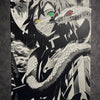 Tableau guerrier mystérieux et serpent protecteur esprit sombre fantasy noir et blanc décoration murale 30x40 cm - DesignRomArt