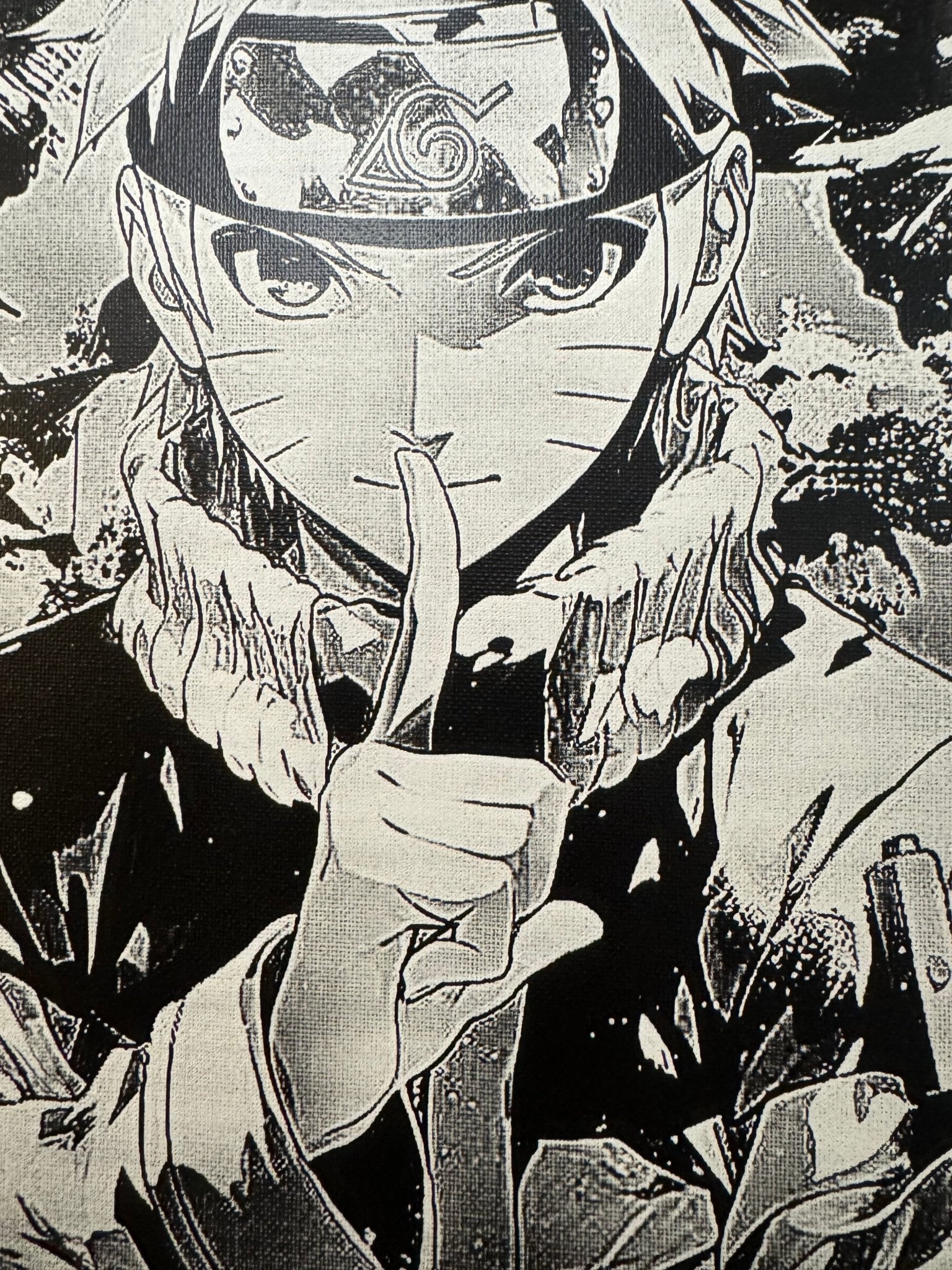 Tableau guerrier ninja concentré en posture d’énergie mystique – style épique noir et blanc – décoration murale 30x40 cm - DesignRomArt