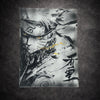 Tableau guerrier ninja masqué en pleine intensité – style épique noir et blanc – décoration murale 30x40 cm - DesignRomArt