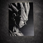 Tableau noir et blanc guerrier de profil intense