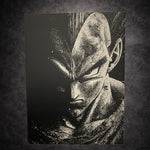 Tableau noir et blanc guerrier puissant regard intense