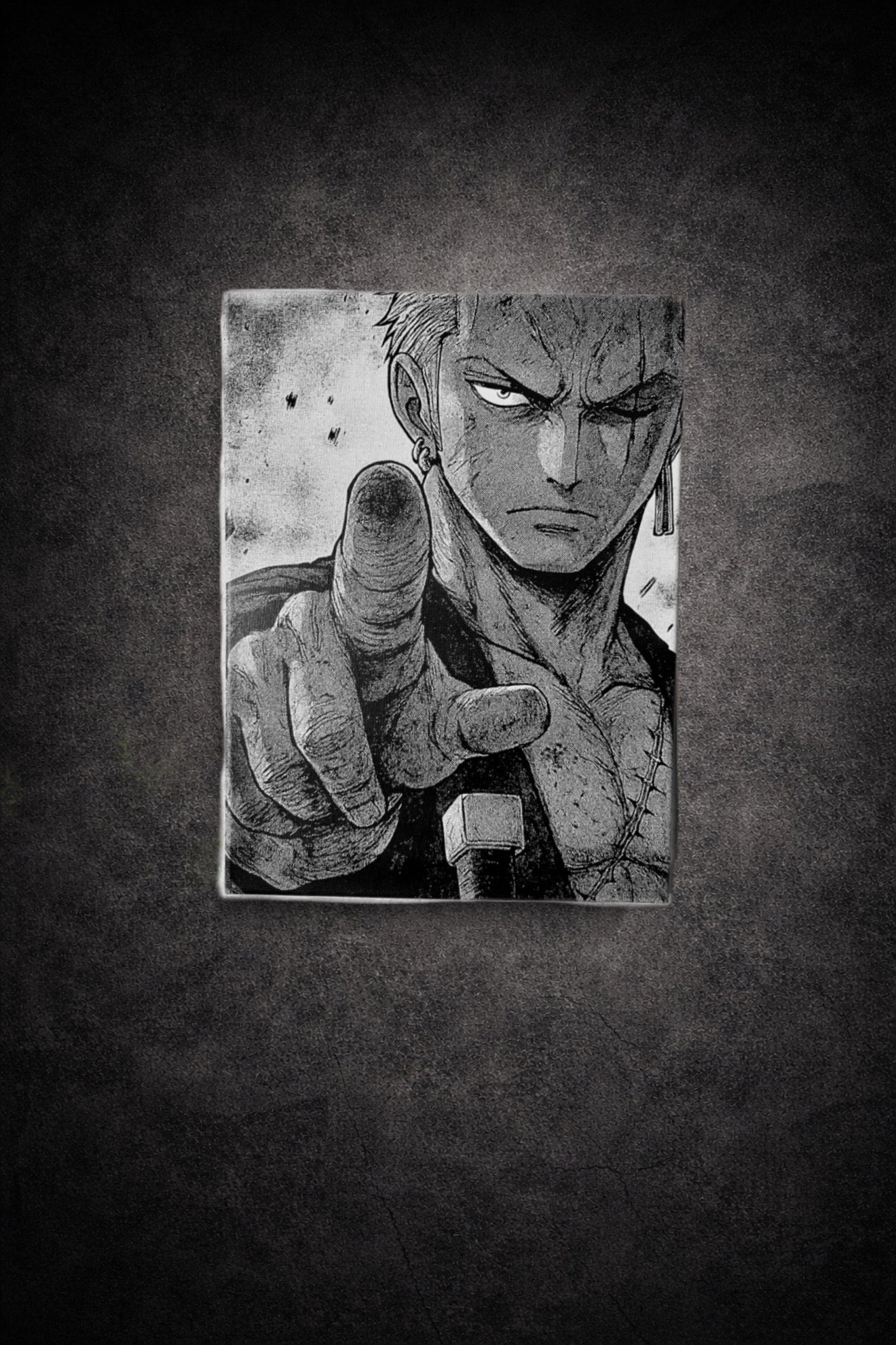 Tableau guerrier regard déterminé défi épique noir et blanc