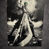 Tableau guerrier sabreur géant en posture de combat épique fantasy sombre noir et blanc décoration murale 30x40 cm - DesignRomArt