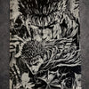 Tableau guerrier sombre au regard déterminé dans la tempête du combat – univers épique noir et blanc – décoration murale 30x40 cm - DesignRomArt