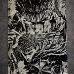 Tableau guerrier sombre au regard déterminé dans la tempête du combat – univers épique noir et blanc – décoration murale 30x40 cm - DesignRomArt