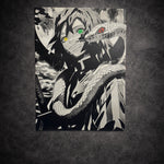 Tableau guerrier sombre serpent noir et blanc mural