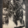 Tableau guerrier sombre sous la pluie noir et blanc – décoration murale 30x40 cm - DesignRomArt