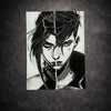 Tableau guerrière en dualité sombre et lumineuse noir et blanc