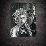 Tableau guerrière sombre ambiance dystopique noir et blanc