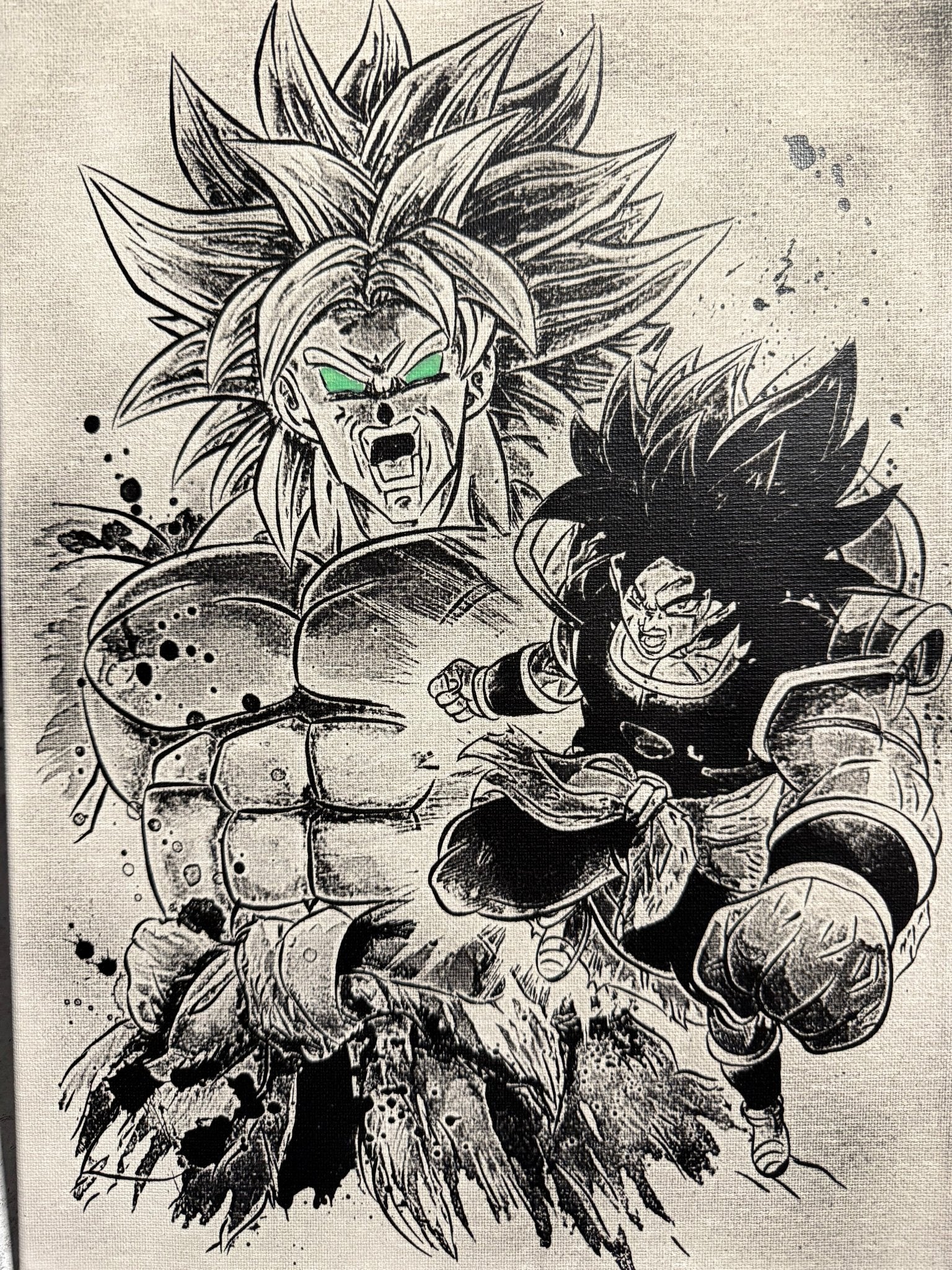 Tableau guerriers légendaires combat épique univers manga noir et blanc décoration murale 30x40 cm - DesignRomArt