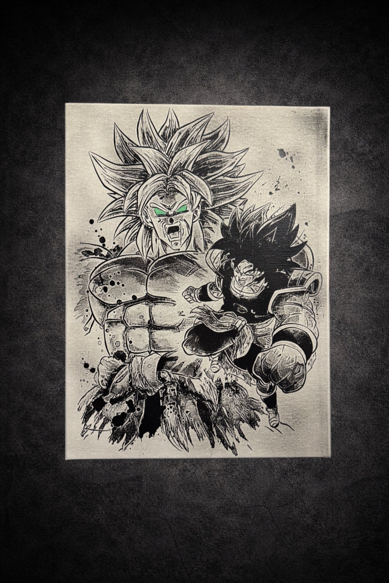 Tableau guerriers légendaires combat épique univers manga noir et blanc décoration murale 30x40 cm - DesignRomArt