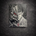 Tableau Guts Berserk en noir et blanc – dualité et bête intérieure, art mural dark fantasy 30x40 cm