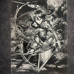 Tableau héroïne en combat aérien épique style sombre décoration murale 30x40 cm - DesignRomArt