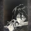 Tableau héroïne guerrière au sabre regard intense style sombre décoration murale 30x40 cm - DesignRomArt
