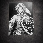 Tableau héros légendaire fantasy noir et blanc décoration murale 30x40 cm - DesignRomArt